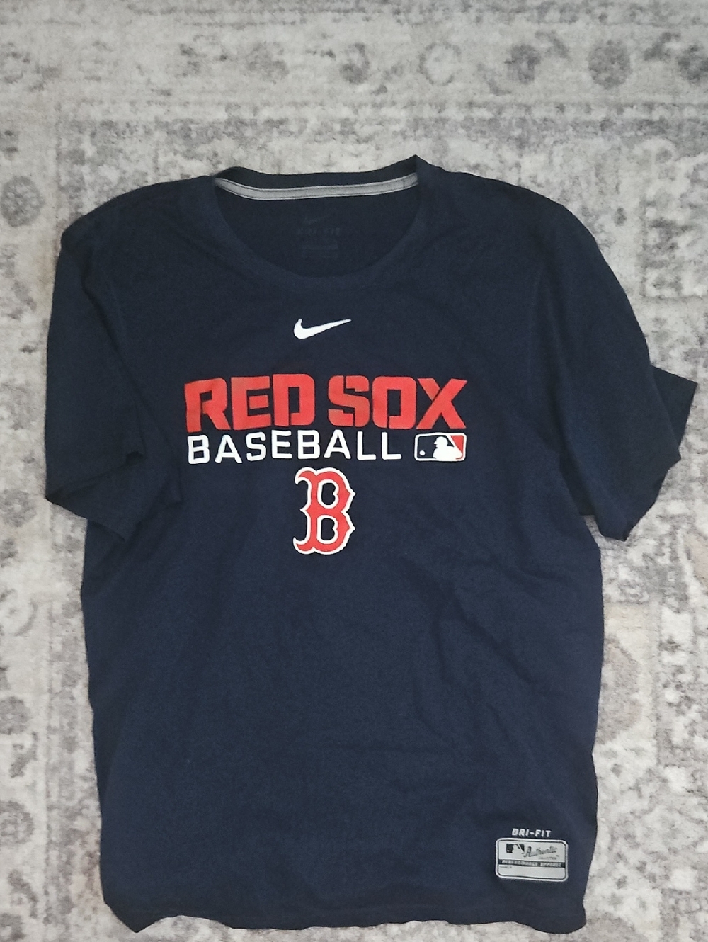 Nike Navy Red Sox Baseball Tee with Red & White Logo
